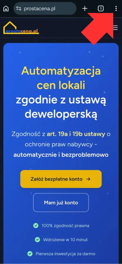 Menu przeglądarki Chrome na Androidzie